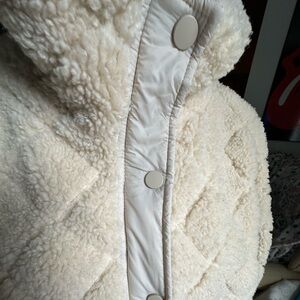 Cream Quilted Teddy & Puffer Hybrid Jacket — Cozy Coat